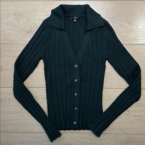 Dynamite Dark Green Ribbed Button Down Shirt